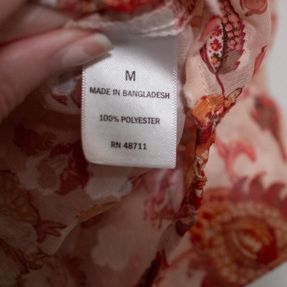 (W Medium) Ophelia Roe Paisley Button Pattern Blouse Orange Red Vintage Look - Picture 7 of 8